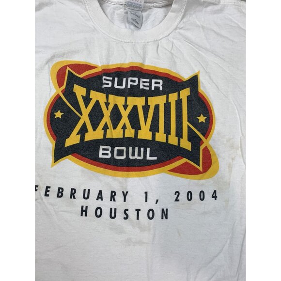 Gildan Super Bowl XXXVIII Commemorative Unisex XLT-Shirt 2004 Houston White - Picture 9 of 12